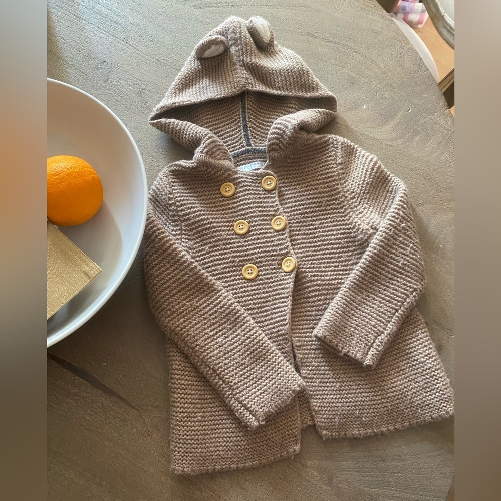 Baby Boden 12-18 months button up bear knit sweater